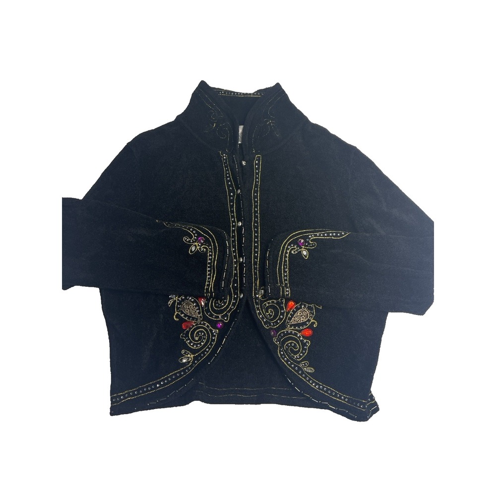 Vtg 80's 90's Women Beaded Unique Soft Jacket XL Royalty Cowgirl Party Formal